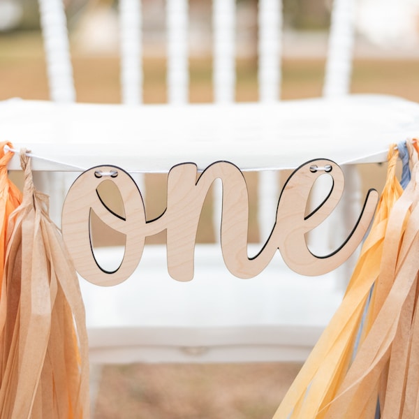 One High Chair Banner, Wood High Chair Banner, High Chair Banner, First Birthday High Chair Banner, 1st Birthday Decor,Cake Smash Photo Prop