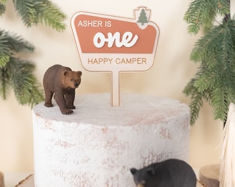 One Happy Camper Cake Topper, Camping First Birthday Decor, National Park Birthday, Woodland Birthday Party, Little Explorer First Birthday