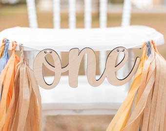 One High Chair Banner, Wood High Chair Banner, High Chair Banner, First Birthday High Chair Banner, 1st Birthday Decor,Cake Smash Photo Prop