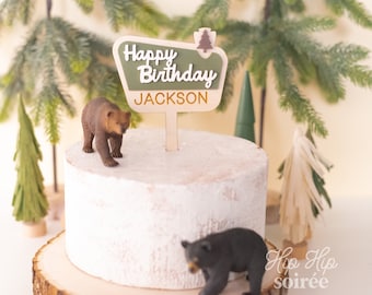 Happy Camper First Birthday, National Park Cake Topper, Adventure First Birthday, Little Explorer Cake Topper, First Birthday, Bear Birthday