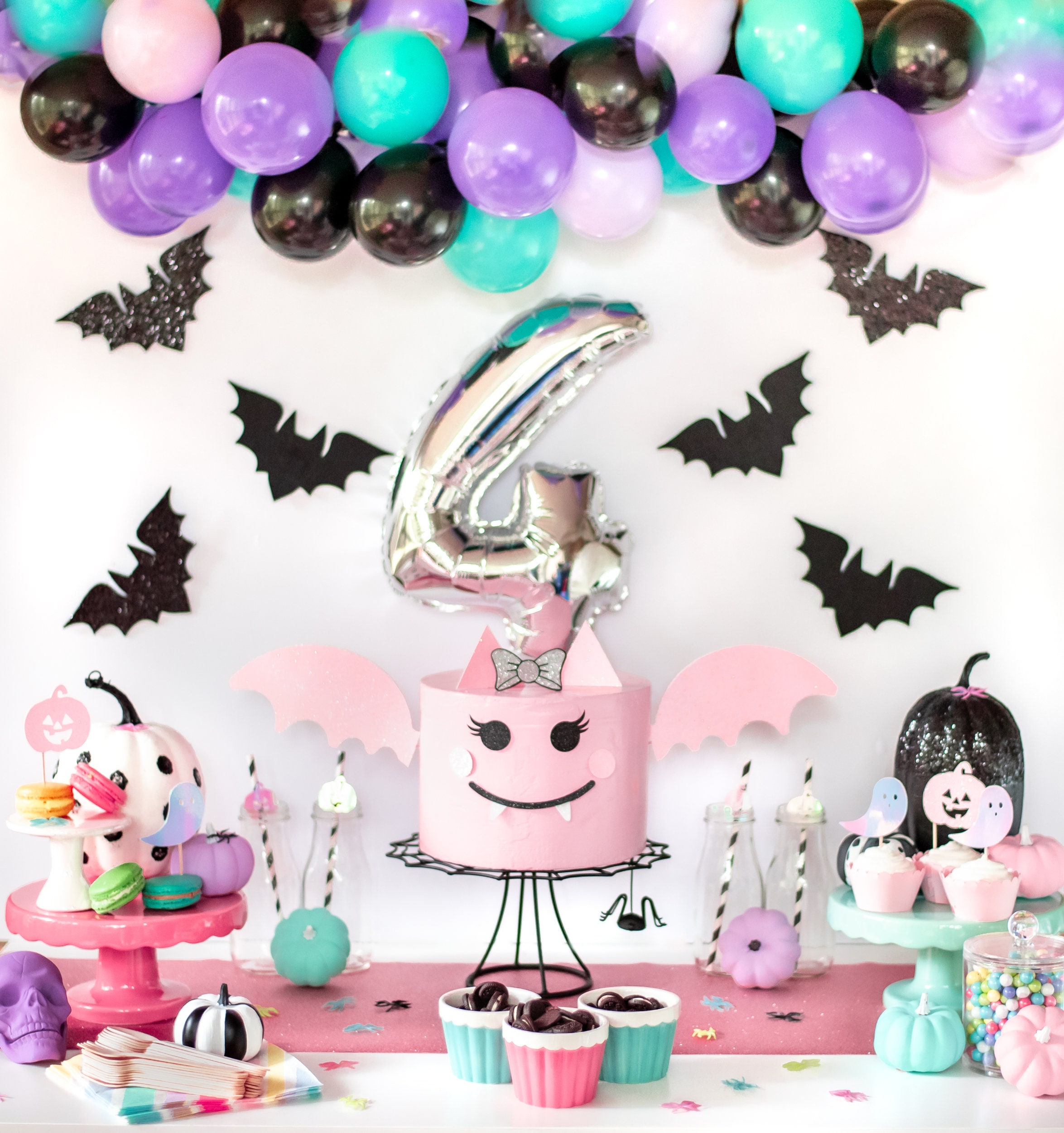 Halloween Birthday Girl Bat Cake Topper Halloween Birthday - Etsy