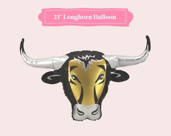 Long Horn Balloon, First Rodeo Birthday, Cow Birthday, Western Balloon Garland, How the West was One, Western Party Decor, Yellowstone Party