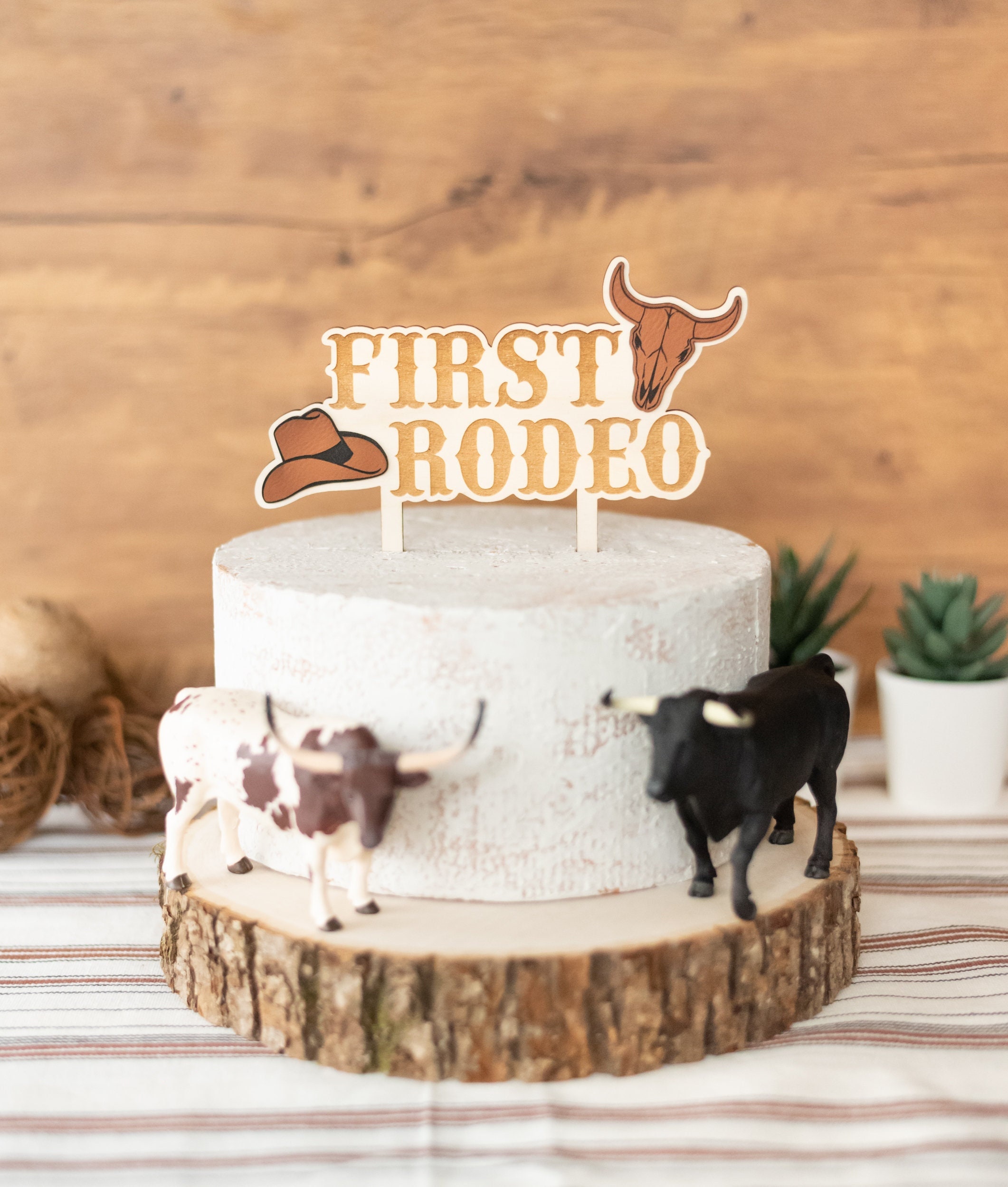 IUgeeo "My First Rodeo" Cowboy 1st Birthday Cake Topper - Western Party Decor For Boys & Girls - View #2