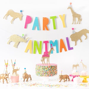 Party Animal Birthday - Party Animal Backdrop - Party Animal Mini Hats - Party Animal Decor - Zoo Party Decor - Circus Party Decor -