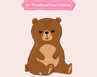 Woodland Bear Balloon, Happy Camper Party Decor, Camping First Birthday, Woodland Baby Shower, Little Explorer Birthday, Woodland Animals