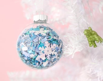 Confetti Ornament - Blue and White Christmas Decorations - Custom Glass Ornaments - Christmas Ornament Gifts - Christmas Tree Decorations