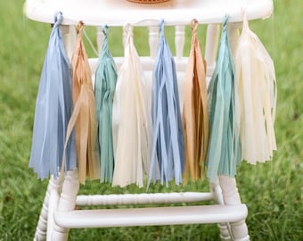 The Big One First Birthday, Surf Tissue Tassel Garland, Surf First Birthday, Totally Twobular, Surf High Chair Garland, Tissue Tassels