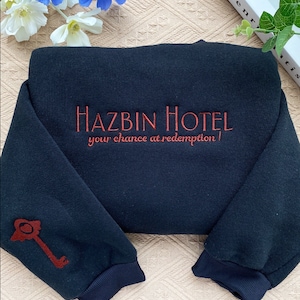 Hazbin Hotel Lucifer embroidered Cute sweatshirt, Long Sleeve Crewneck, Hazbin Hotel Lucifer Character Sweatshirt