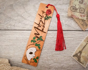 Hand-Painted Phantom of the Opera Wood Bookmark, Gothic Horror Book Lover Gift