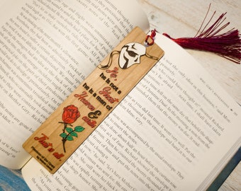Hand-Painted Phantom of the Opera Wood Bookmark, Gothic Horror Gift for Dark Academia lovers