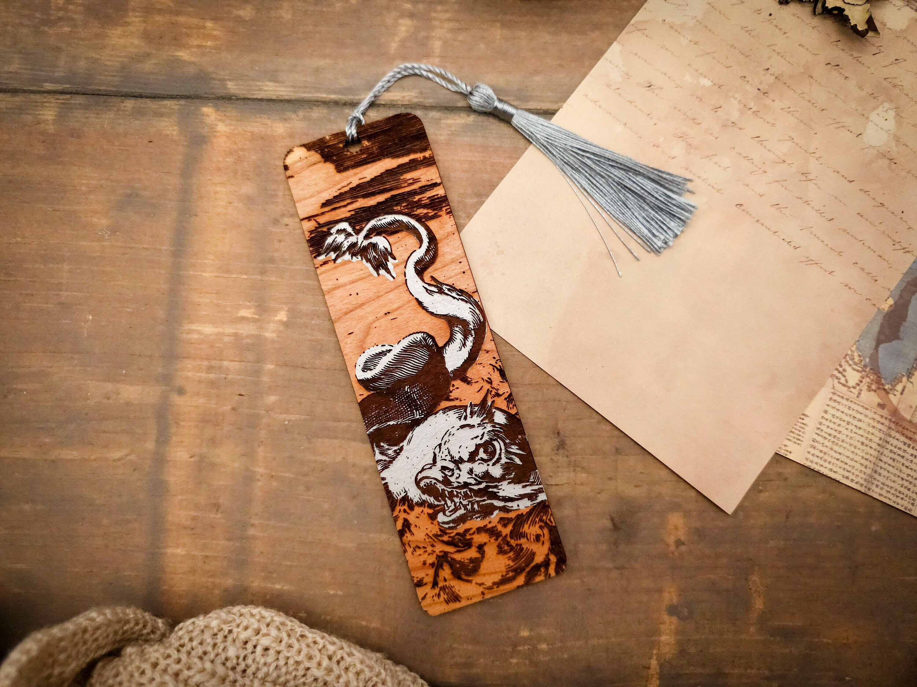 Bookmark - Angry Dragon - Birch wood Bookmark - Angry Dragon - Birch wood