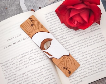 Hand-Painted Phantom of the Opera Wood Bookmark: Gothic Music Lover Gift