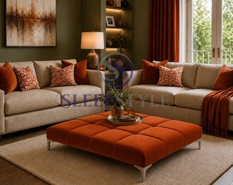 Contemporary Footstool - Coffee Table - Available In Various Colors & Fabrics