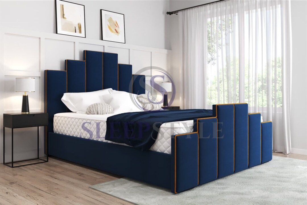 crown bed datype 青 4FT6 Double Tower Art Deco Bed Frame - Etsy