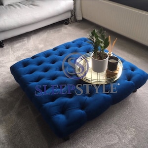 90 cm x 90 cm Chesterfield Upholstered Footstool - Coffee Table - Available In Various Colors & Fabrics