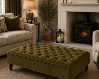 Belmont Deep Chesterfield Footstool Coffee Table - Available In All Sizes, Choice Of Fabrics