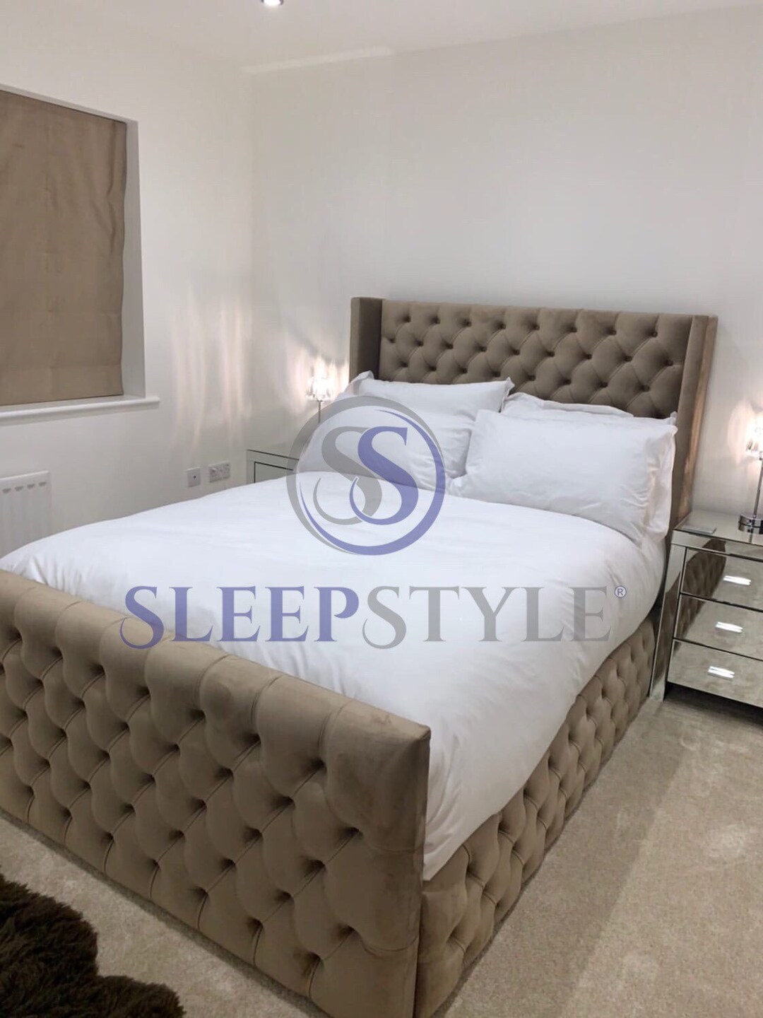Empress Winged Chesterfield Bed Frame - Available in Any Size & Color ...