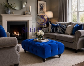 Contemporary Footstool - Coffee Table - Available In Various Colors & Fabrics
