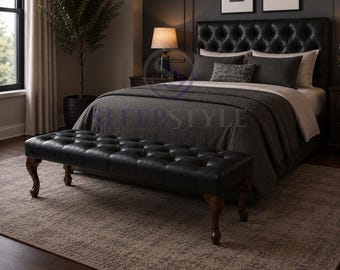 Genuine Leather Chesterfield Bench - Seat - Footstool - Available In Various Sizes