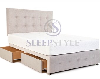 Button Divan Bed - Drawer Bed - Storage Bed