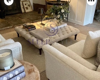 NEW Various Sizes Chesterfield Upholstered Footstool - Coffee Table - Available In Various Colors & Fabrics