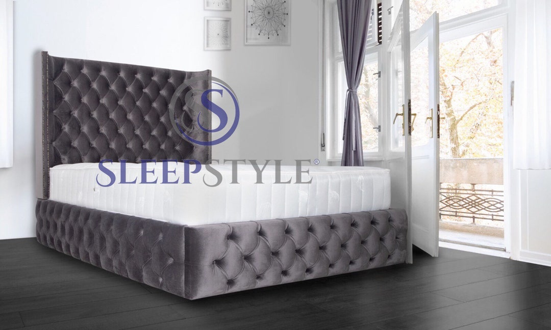 Emperor Winged Chesterfield Bed Frame - Available in Any Size, Colour ...