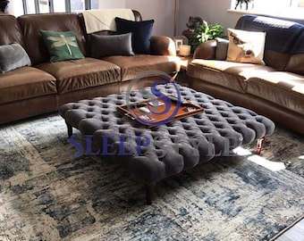 NEW Various Sizes Chesterfield Upholstered Footstool - Coffee Table - Available In Various Colors & Fabrics