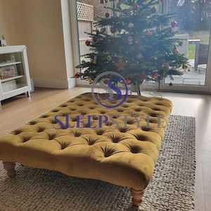NEW 90 cm x 120 cm Chesterfield Upholstered Footstool - Coffee Table - Available In Various Colors & Fabrics