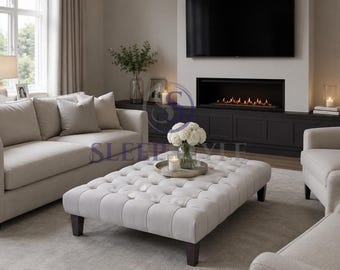 Large 120 cm x 90 cm Cube Coffee Table - Available In Various Colors & Fabrics