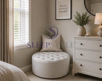 Circular Chesterfield Footstool/Pouffe Available In Various Sizes, Colors & Fabrics