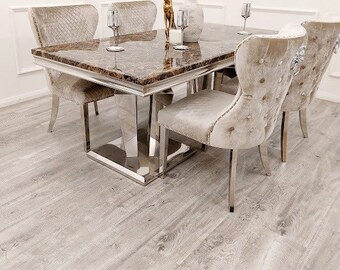 Chelsea Knocker Beige Velvet Dining Chair