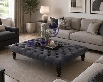 120 cm x 90 cm Chesterfield Footstool - Coffee Table - Available In Various Colors & Fabrics