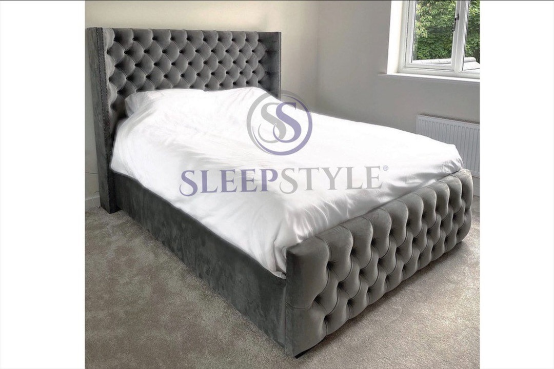 Emmeline Winged Chesterfield Bed Frame - All Sizes & Fabrics - Etsy UK