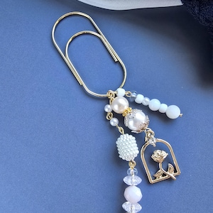 Rose charm|Paperclip Charms|Planner Bookmarks|Accessories for Planners| Wide Paperclips|Glass Bead Charms| Bead Charms| Stone Beads