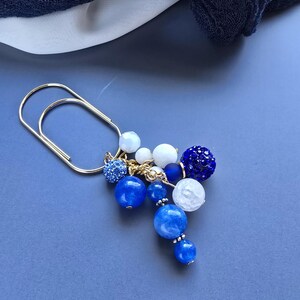 Blue and white|Paperclip Charms|Planner Bookmarks|Accessories for Planners| Wide Paperclips|Glass Bead Charms| Bead Charms
