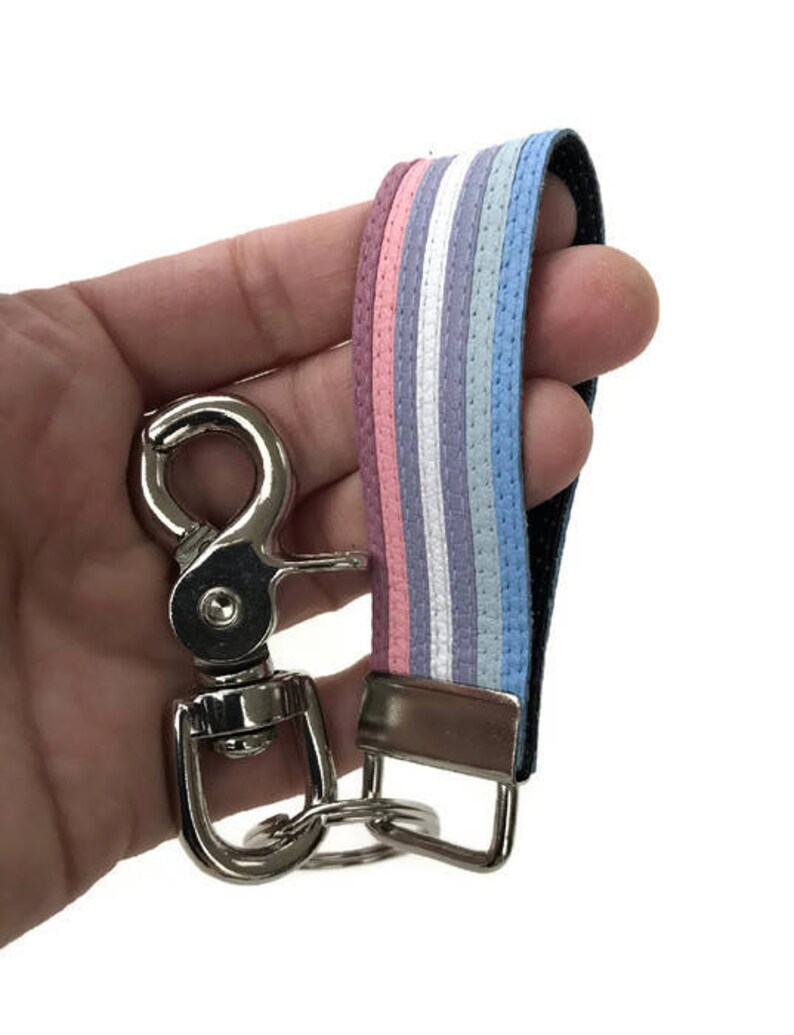 Bigender Pride Leather Keychain Bi-gender Key Chain Dual Gender lgbt lgbtq lgbtqia Intersex image 2