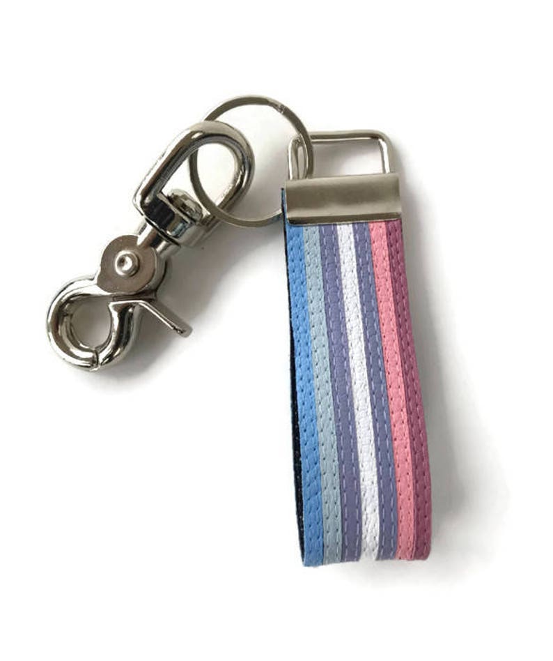 Bigender Pride Leather Keychain Bi-gender Key Chain Dual Gender lgbt lgbtq lgbtqia Intersex image 9