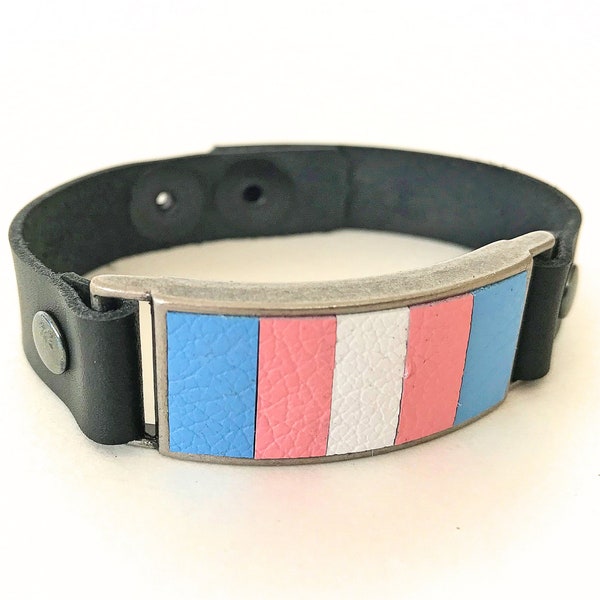 Transgender Pride Leather Bracelet Trans Transgenderwoman Transgenderman Transpride mtf ftm Transgenderboy Transgirl Transboy TGNC Transguy