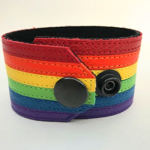 Rainbow Bracelet Leather Gay Pride Cuff lgbt lgbtq lgbtqia Colorsoverpride Colors Over Pride Queer