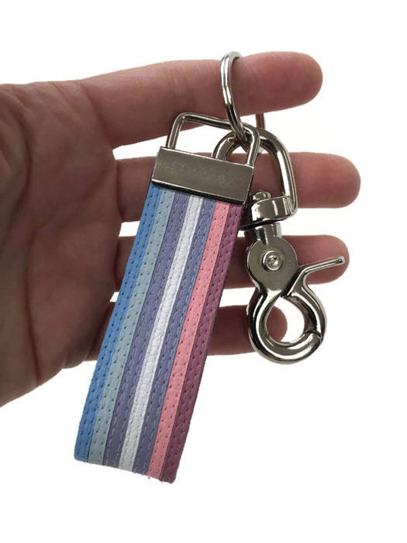 Bigender Pride Leather Keychain Bi-gender Key Chain Dual Gender lgbt lgbtq lgbtqia Intersex image 1