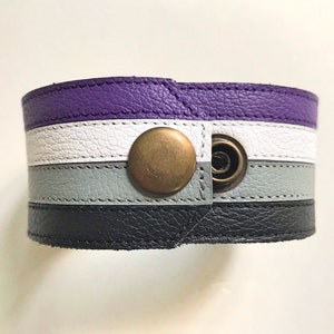 Asexual Pride Leather Bracelet Cuff Ace Gray-A Asexuality Spectrum Gray-sexual Gray-romantic Asexuell Asexuel.