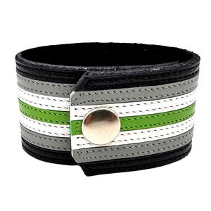 Agender Pride Flag Leather Cuff Bracelet Armband, Gender Neutral, Handmade Gift, Agender Jewelry, Genderneutral Accessory