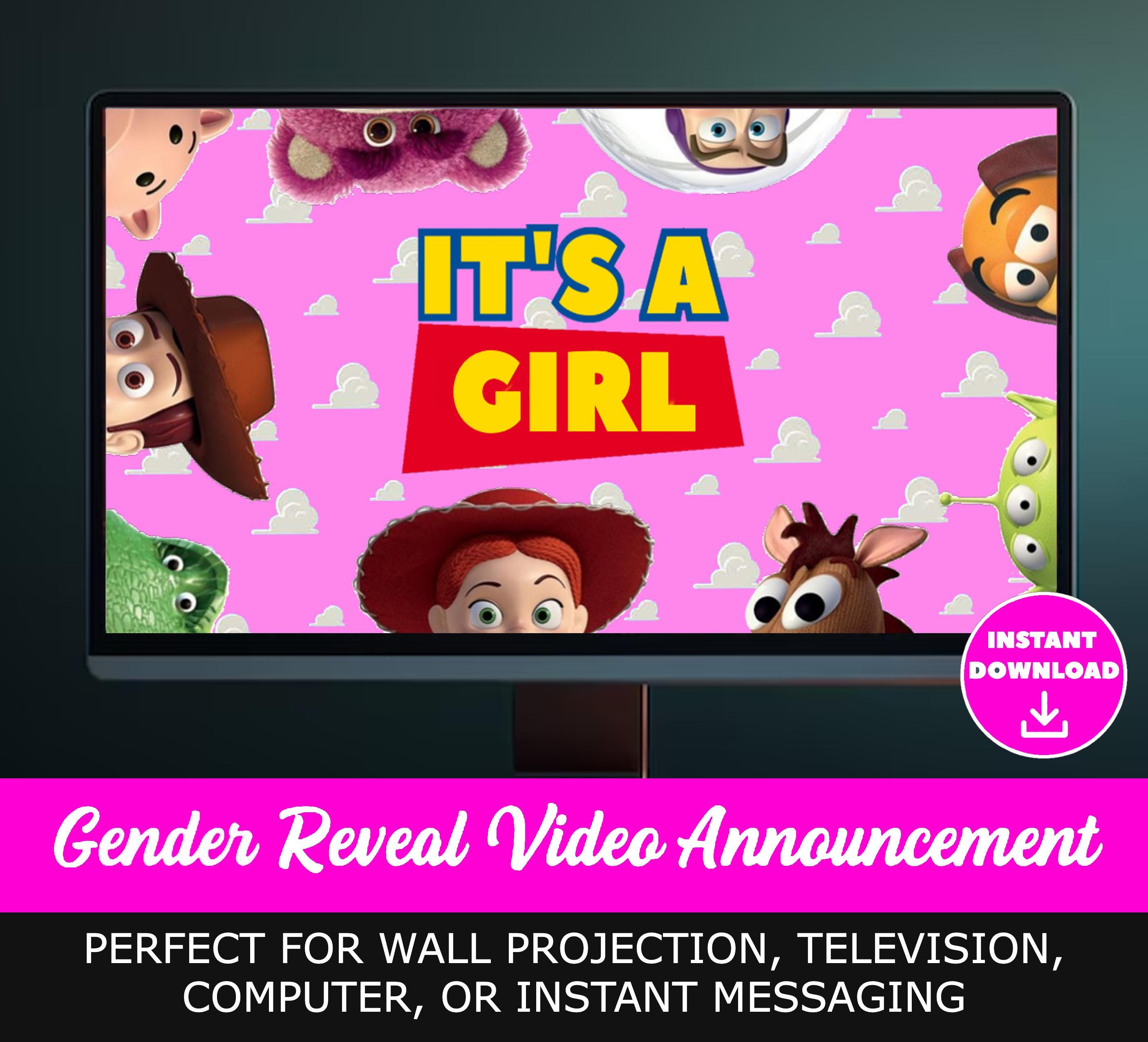Toy Story Gender Reveal Video, Gender Reveal Movie, Instant Download, Gender Reveal Video It&#39;s A Girl