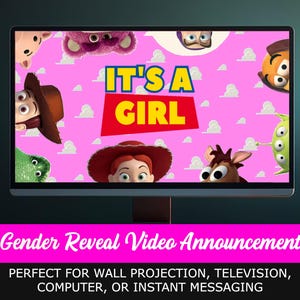 Toy Story Gender Reveal Video, Gender Reveal Movie, Instant Download, Gender Reveal Video It&#39;s A Girl