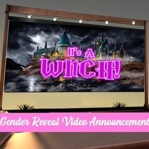 GIRL Gender Reveal Video | It&#39;s a Girl ! | Witch or Wizard | Video Announcement Movie For Wall Projection Or Messaging
