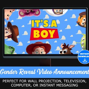 Gender Reveal Video Announcement Gender Reveal Movie Instant Download Boy Gender Reveal Video Toy Story Boy or Girl Gender Reveal It&#39;s a Boy