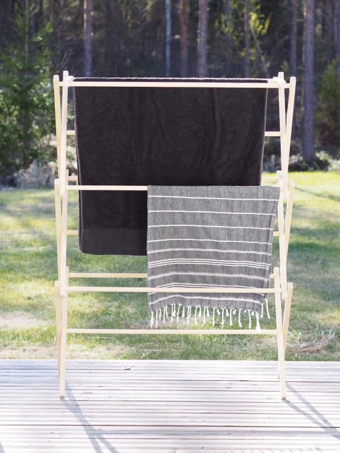 Towel Airer, Wooden Foldable Towel Rack. Pesuliisu Puidust Rätikurest ...