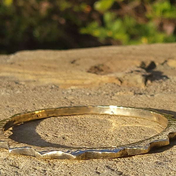 Hammered Sunshine Unisex Brass Bracelet