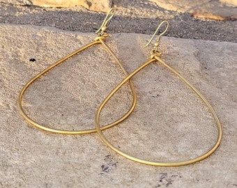 Large Teardrop Brass Earrings