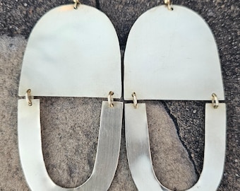 Smooth Double U Brass Earrings